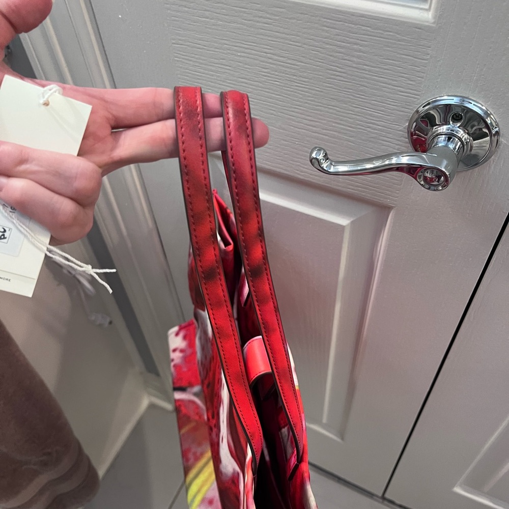 Tory Burch Floral Red Ella Tote Bag - Picture 5 of 5